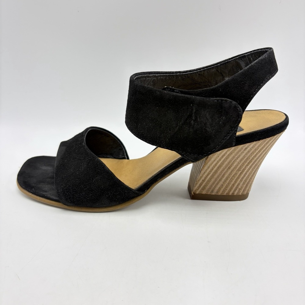 Paul Green Verona Sandal Womens 7.5 Black Suede Block Heel Slingback